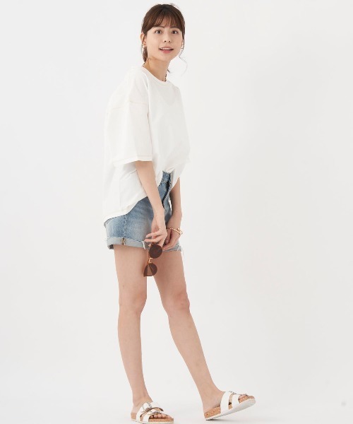 Ocean Pacific（オーシャンパシフィック）の「【OP:オーピー】レディース半袖ラッシュTシャツ 　ヨガウェア ピラティス トレーニングウェア（ラッシュガード・レディース・チャコールグレー/ブラウン/ミント/ホワイト・X-LARGE/MEDIUM/LARGE）」の7枚目の写真