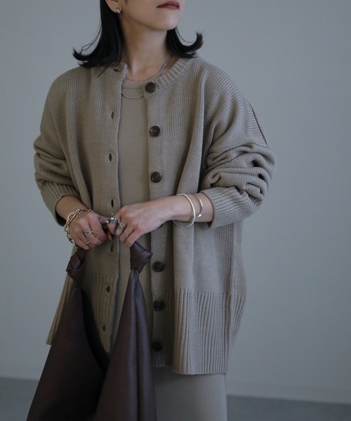 ap retro(アプレトロ)の「【期間限定プライス】クルーネックオーバーカーディガン(カーディガン/ボレロ・レディース・ブラック/アイボリー/グレイッシュベージュ・FREE)」の6枚目の写真