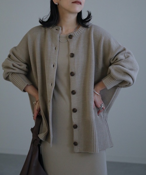 ap retro(アプレトロ)の「【期間限定プライス】クルーネックオーバーカーディガン(カーディガン/ボレロ・レディース・ブラック/アイボリー/グレイッシュベージュ・FREE)」の7枚目の写真