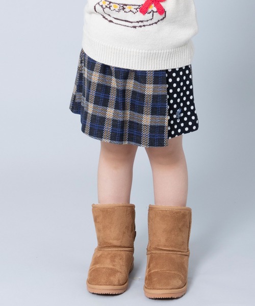 KP（ケーピー）の「日本製/チェック切り替えドットキュロット(100～130cm)（その他パンツ・キッズ・グレー/ブラック・120cm/110cm/130cm/100cm）」の2枚目の写真