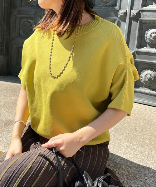 Chez toi（シェトワ）の「アップスリーブダンボールニットプルオーバー（ニット/セーター・レディース・ブラック/ピンク/イエロー/グリーン/アイボリー・FREE）」の8枚目の写真