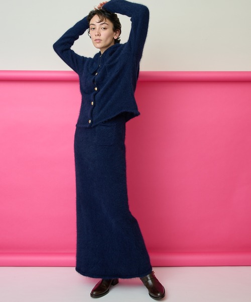 【美品】ウィムガゼット-Whim Gazette-ニットペンシルロングスカート 美品】ウィムガゼット-Whim Gazette-ニットペンシルロング