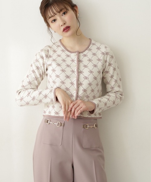 PROPORTION BODY DRESSING（プロポーションボディドレッシング）の「＜Ｅ＞ロゴジャガードカーディガン / 1212277900（ニット/セーター・レディース・ホワイト系その他/ベージュ系その他/ブラック・FREE）」の4枚目の写真