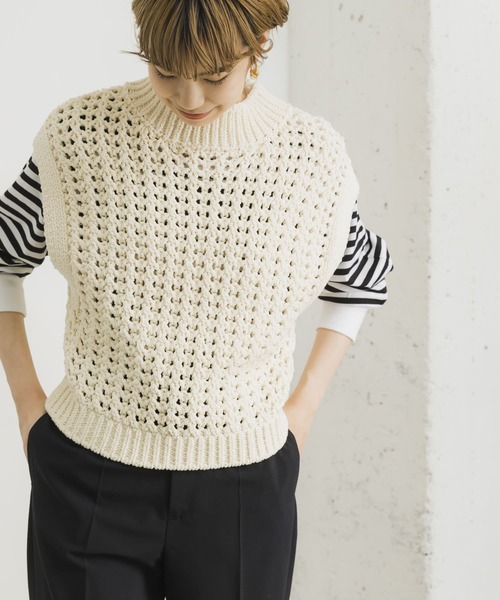URBAN RESEARCH（アーバンリサーチ）の「モールニットベスト（ニット/セーター・レディース・ブラック/オフホワイト・FREE）」の15枚目の写真