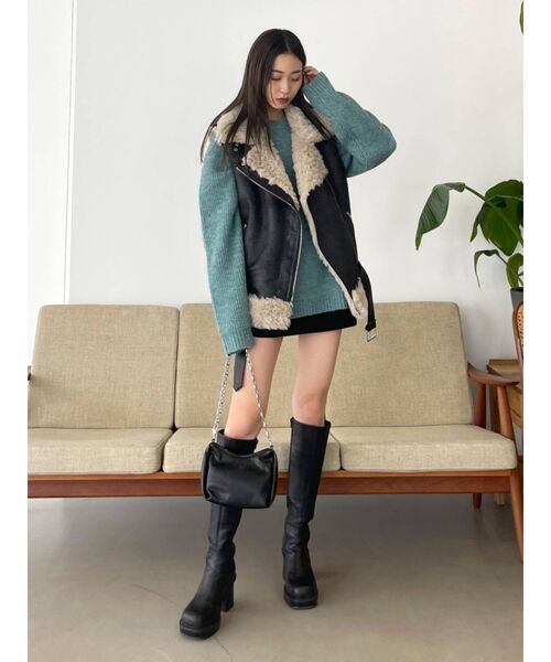 EMODA（エモダ）の「ミックスルーズニット（ニット/セーター・レディース・ピンク/ブルー/アイボリー/グレー・FREE）」の7枚目の写真