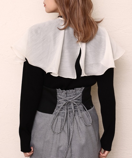 one after another NICE CLAUP（ワンアフターアナザーナイスクラップ）の「襟が外せて前後2WAY着用プチハイニット（ニット/セーター・レディース・ブラック/ブラウン/アイボリー/モカ・FREE）」の6枚目の写真