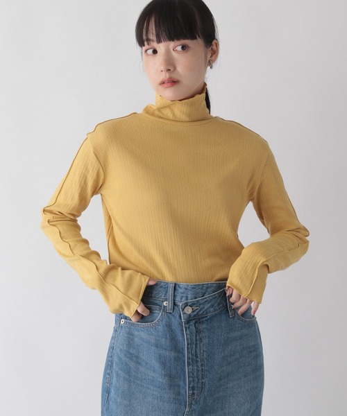 LOWRYS FARM（ローリーズファーム）の「２ＷＡＹスナップタートルロングスリーブ　163501（Tシャツ/カットソー・レディース・アイボリー/ブラック/イエロー・FREE）」の3枚目の写真