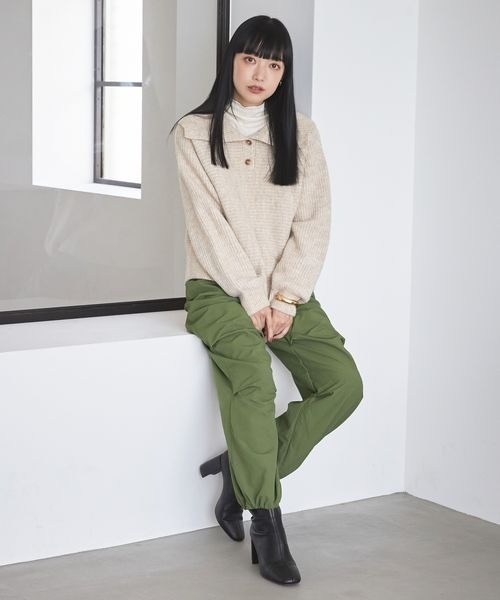 LOWRYS FARM（ローリーズファーム）の「２ＷＡＹスナップタートルロングスリーブ　163501（Tシャツ/カットソー・レディース・アイボリー/ブラック/イエロー・FREE）」の6枚目の写真