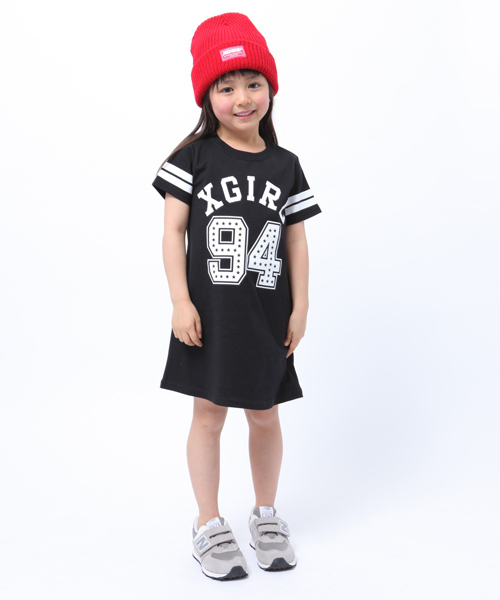 X-girl Stages（エックスガールステージス）の「NUMBERING S/S TEE DRESS (4T～7T)（ワンピース・キッズ・ホワイト/ブラック・4T/5T/7T/6T）」の2枚目の写真