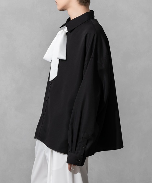 Adoon plain（アドーンプレーン）の「【Adoon plain】バイカラーボウタイシャツ（シャツ/ブラウス・メンズ・オフホワイト/ブラック・MEDIUM/LARGE）」の13枚目の写真