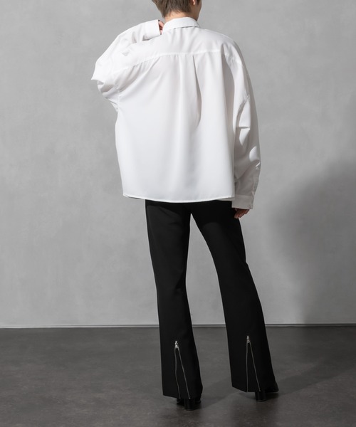 Adoon plain（アドーンプレーン）の「【Adoon plain】バイカラーボウタイシャツ（シャツ/ブラウス・メンズ・オフホワイト/ブラック・MEDIUM/LARGE）」の9枚目の写真
