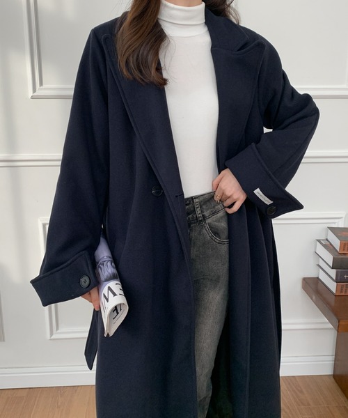 ECLIN(エクラン)の「バックスリットロングチェスターコート(チェスターコート・レディース・ベージュ/グリーン/ブラウン/ブラック/モカ/ネイビー/グレイッシュベージュ・FREE)」の7枚目の写真