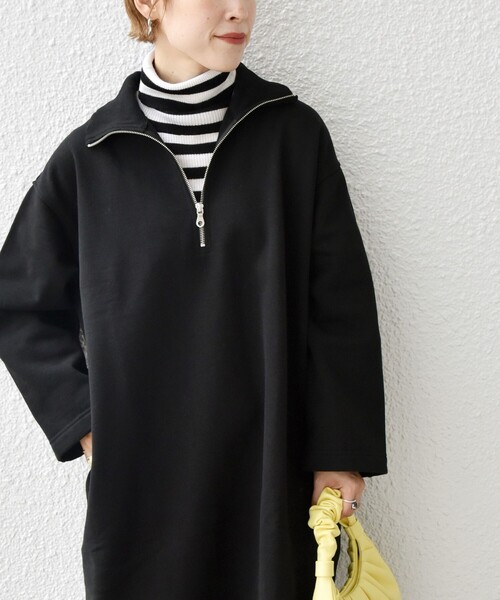 SHIPS any(シップス エニィ)の「SHIPS any:〈ウォッシャブル〉裏起毛 ハーフジップ ワンピース(ワンピース・レディース・ブラック/チャコールグレー・ONE SIZE)」の18枚目の写真