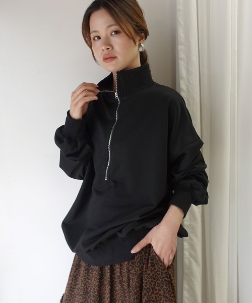 CORNERS(コーナーズ)の「ハーフジップスウェット(スウェット・レディース・ブラック/パープル/オレンジ/グリーン/オートミール/ブルー・M)」の22枚目の写真