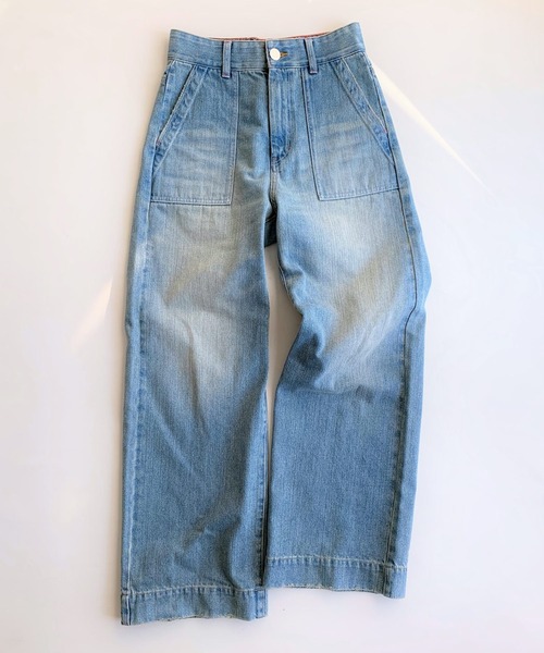 Q（キュー）の「Q Girl ワイドデニムブリーチ（デニムパンツ・レディース・ライトインディゴブルー・MEDIUM/SMALL/LARGE）」の13枚目の写真