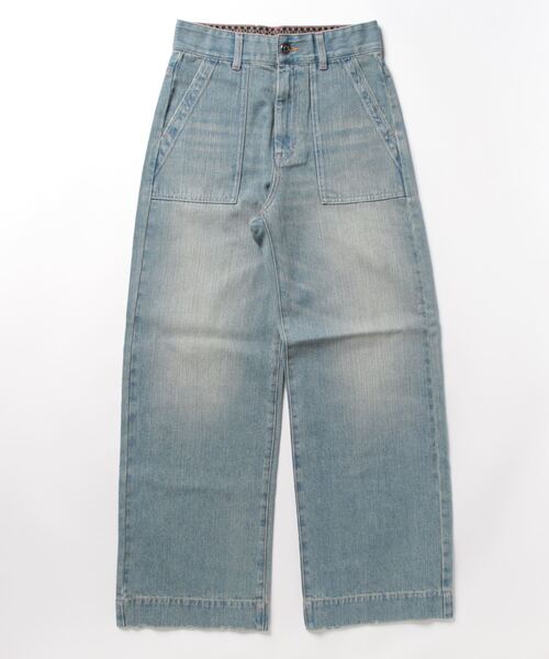 Q（キュー）の「Q Girl ワイドデニムブリーチ（デニムパンツ・レディース・ライトインディゴブルー・MEDIUM/SMALL/LARGE）」の16枚目の写真