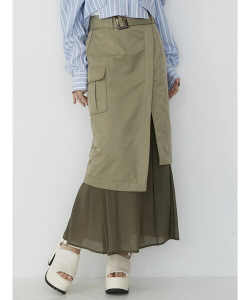 MURUA(ムルーア)の「ドッキングラップスカート(スカート・レディース・アイボリー/ブラック/カーキ・1/2)」の1枚目の写真