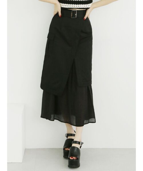 MURUA(ムルーア)の「ドッキングラップスカート(スカート・レディース・アイボリー/ブラック/カーキ・1/2)」の3枚目の写真