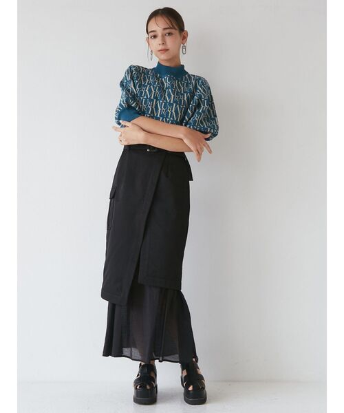 MURUA(ムルーア)の「ドッキングラップスカート(スカート・レディース・アイボリー/ブラック/カーキ・1/2)」の4枚目の写真