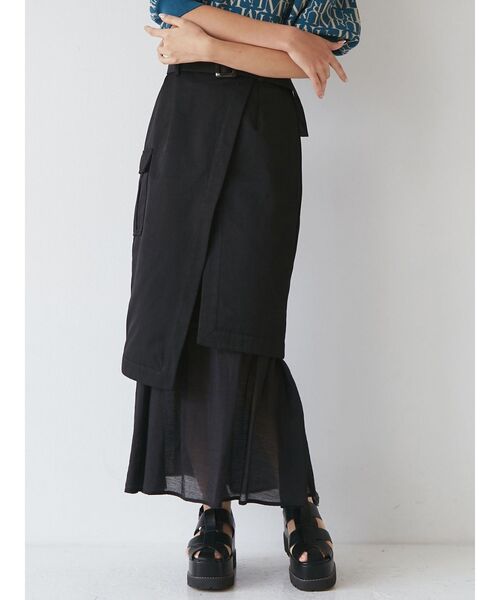 MURUA(ムルーア)の「ドッキングラップスカート(スカート・レディース・アイボリー/ブラック/カーキ・1/2)」の8枚目の写真