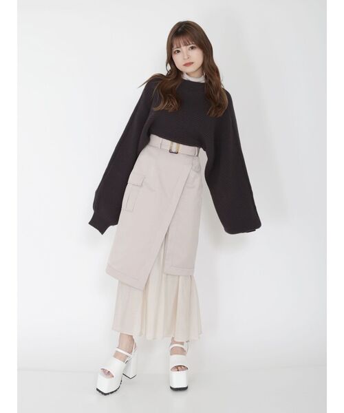 MURUA(ムルーア)の「ドッキングラップスカート(スカート・レディース・アイボリー/ブラック/カーキ・1/2)」の10枚目の写真