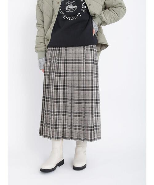 Lugnoncure（ルノンキュール）の「チェックプリーツスカート（スカート・レディース・グレー/ネイビー・ﾌﾘ-）」の3枚目の写真