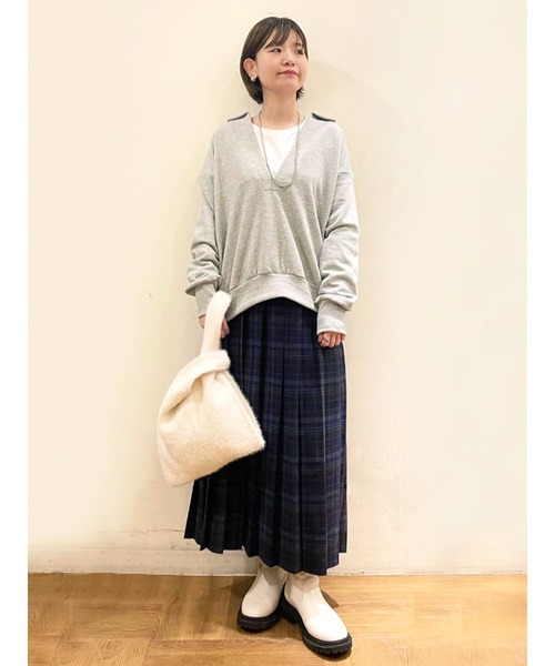 Lugnoncure（ルノンキュール）の「チェックプリーツスカート（スカート・レディース・グレー/ネイビー・ﾌﾘ-）」の4枚目の写真