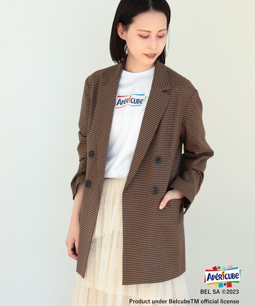 Ray BEAMS(レイビームス)の「Ray BEAMS / チェック 4ボタン ダブル ジャケット(テーラードジャケット・レディース・ブラック/ダークブラウン・0/1)」の18枚目の写真