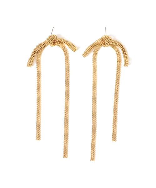 Ray BEAMS（レイビームス）の「RBS / ボールチェーン リボン ピアス（ピアス（両耳用）・レディース・ゴールド・ONE SIZE）」の8枚目の写真