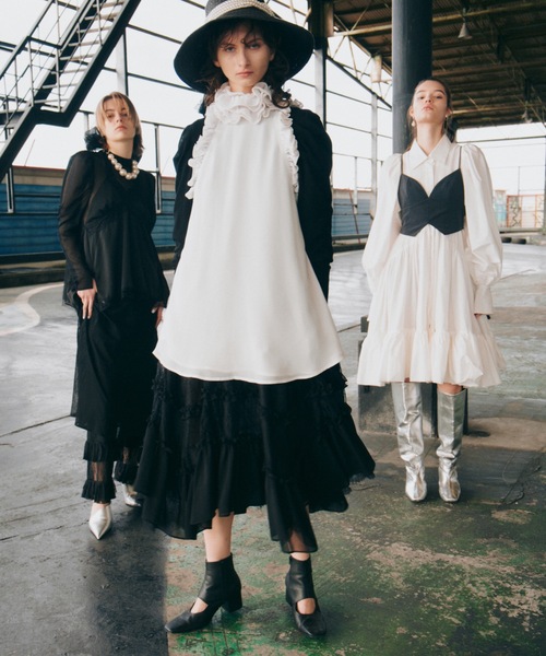LA BELLE ETUDE ブラックレースワンピース LA BELLE ETUDE ワンピース 総レースボリュームAライン
