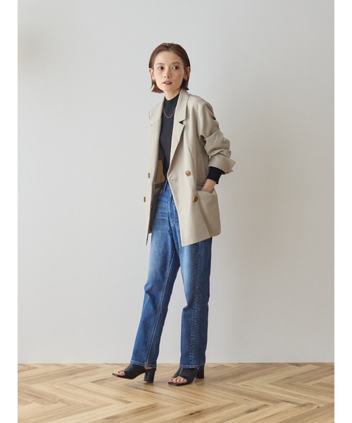 rem closet（レムクローゼット）の「リネンライクダブルジャケット（テーラードジャケット・レディース・ネイビー/ライトベージュ・SMALL）」の10枚目の写真