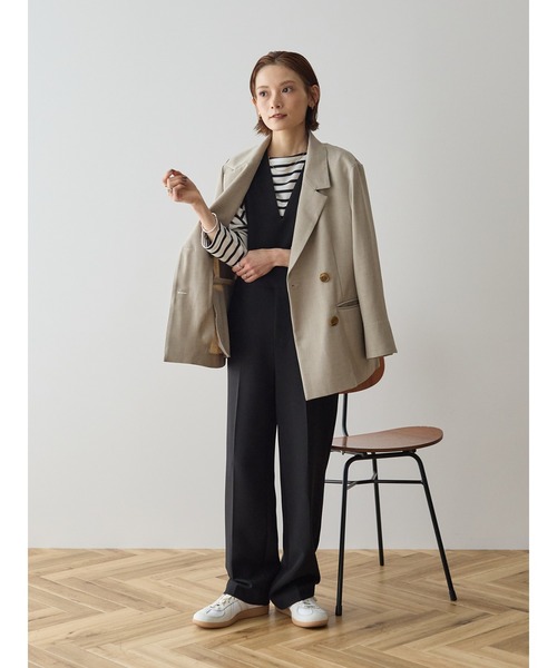 rem closet（レムクローゼット）の「リネンライクダブルジャケット（テーラードジャケット・レディース・ネイビー/ライトベージュ・SMALL）」の17枚目の写真