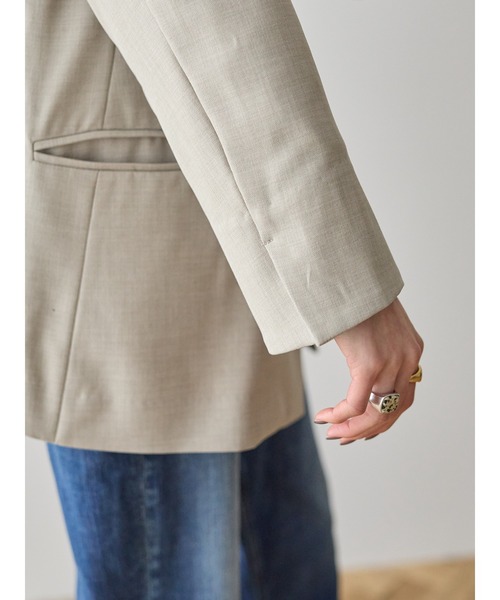 rem closet（レムクローゼット）の「リネンライクダブルジャケット（テーラードジャケット・レディース・ネイビー/ライトベージュ・SMALL）」の21枚目の写真