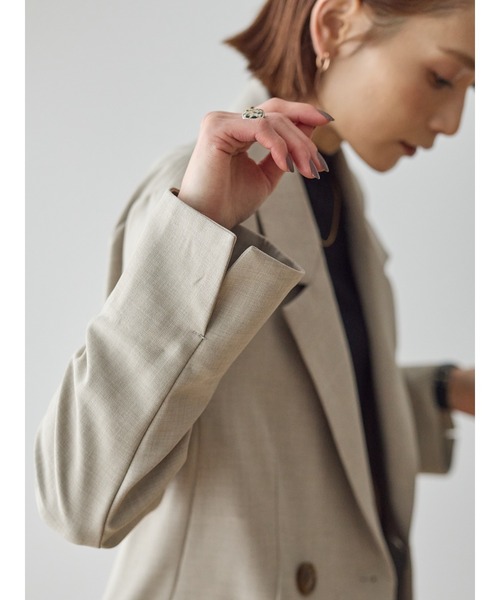 rem closet（レムクローゼット）の「リネンライクダブルジャケット（テーラードジャケット・レディース・ネイビー/ライトベージュ・SMALL）」の22枚目の写真