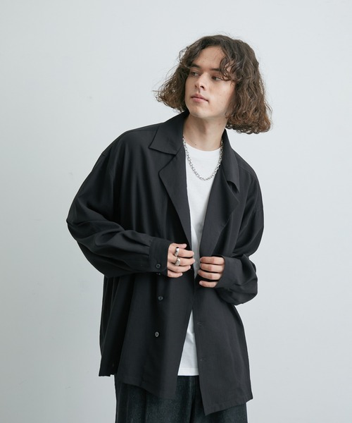 JUNRED（ジュンレッド）の「ダブルデザインビッグシャツ（その他アウター・メンズ・ブラック/ホワイト・S/L/M）」の11枚目の写真