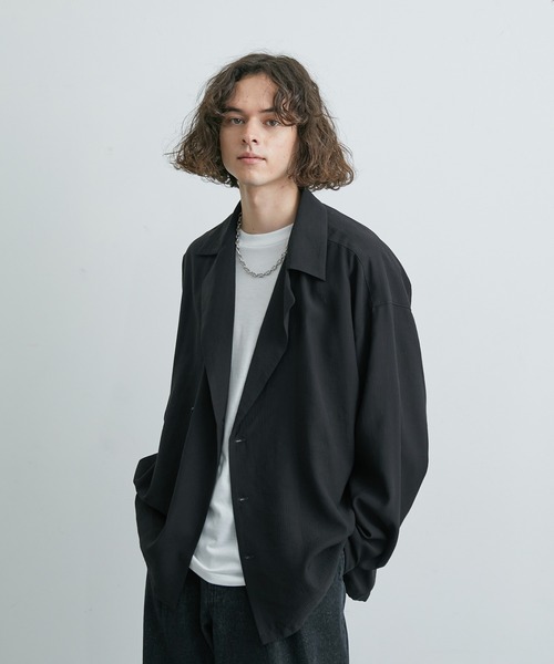 JUNRED（ジュンレッド）の「ダブルデザインビッグシャツ（その他アウター・メンズ・ブラック/ホワイト・S/L/M）」の12枚目の写真