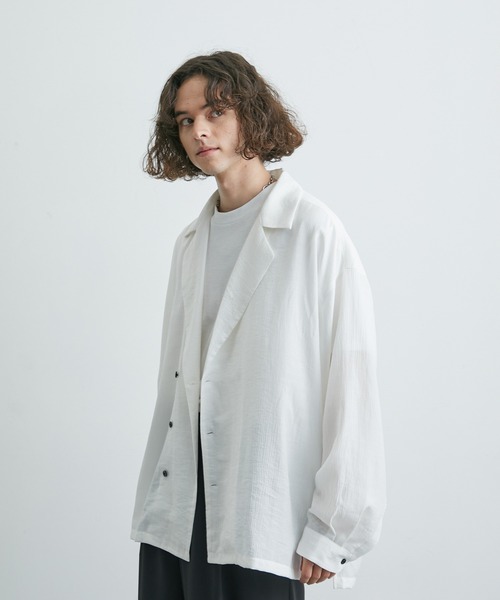 JUNRED（ジュンレッド）の「ダブルデザインビッグシャツ（その他アウター・メンズ・ブラック/ホワイト・S/L/M）」の8枚目の写真