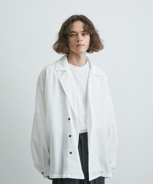 JUNRED（ジュンレッド）の「ダブルデザインビッグシャツ（その他アウター・メンズ・ブラック/ホワイト・S/L/M）」の9枚目の写真