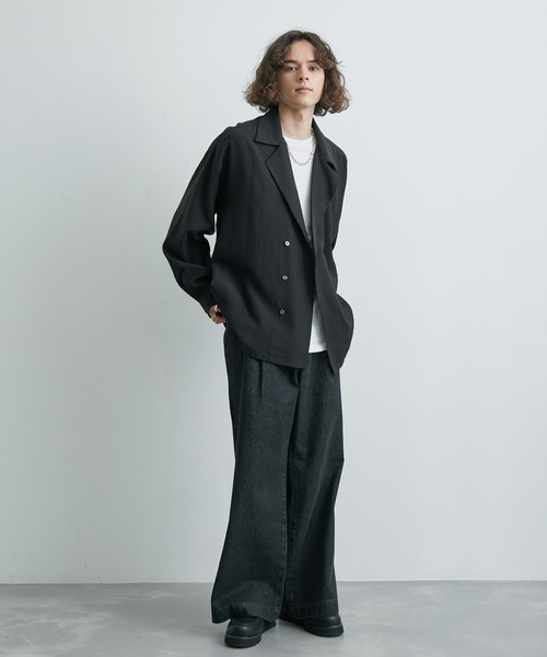 JUNRED（ジュンレッド）の「ダブルデザインビッグシャツ（その他アウター・メンズ・ブラック/ホワイト・S/L/M）」の15枚目の写真