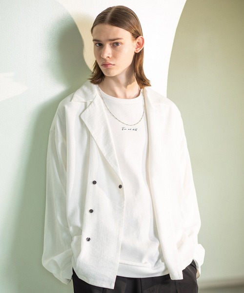 JUNRED（ジュンレッド）の「ダブルデザインビッグシャツ（その他アウター・メンズ・ブラック/ホワイト・S/L/M）」の3枚目の写真