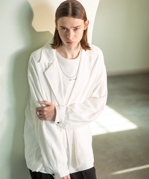 JUNRED（ジュンレッド）の「ダブルデザインビッグシャツ（その他アウター・メンズ・ブラック/ホワイト・S/L/M）」の4枚目の写真