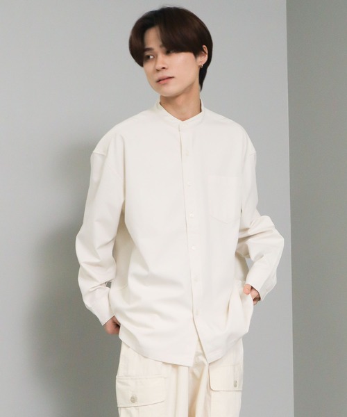 CRAFT STANDARD BOUTIQUE(クラフトスタンダードブティック)の「T/Rバンドカラーシャツ(シャツ/ブラウス・レディース・グレー系その他3/ブルーグレー/ベージュ/アイボリー/チャコールグレー/ホワイト系その他7・L/LL/M)」の2枚目の写真