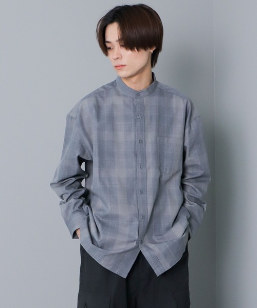 CRAFT STANDARD BOUTIQUE(クラフトスタンダードブティック)の「T/Rバンドカラーシャツ(シャツ/ブラウス・レディース・グレー系その他3/ブルーグレー/ベージュ/アイボリー/チャコールグレー/ホワイト系その他7・L/LL/M)」の6枚目の写真