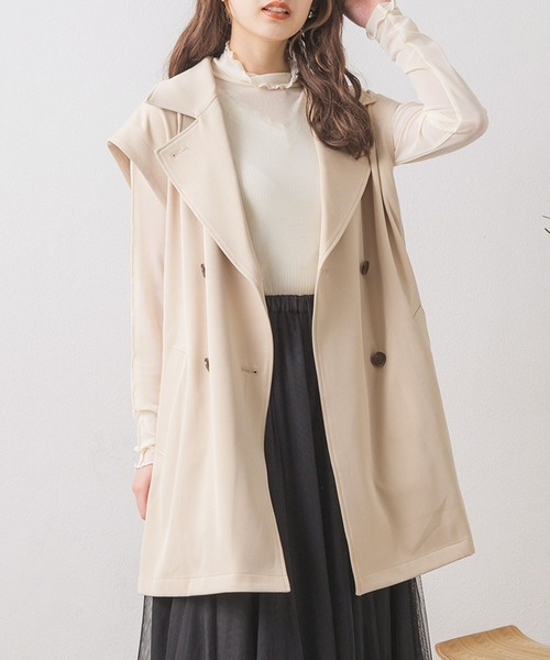 RETRO GIRL（レトロガール）の「2wayトレンチベスト（ベスト・レディース・ブラック/ナチュラル/ライトベージュ・FREE）」の3枚目の写真
