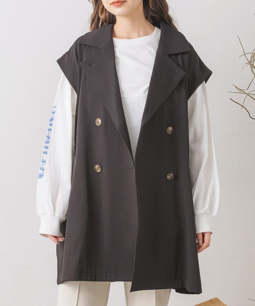 RETRO GIRL（レトロガール）の「2wayトレンチベスト（ベスト・レディース・ブラック/ナチュラル/ライトベージュ・FREE）」の2枚目の写真