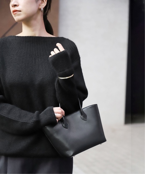 MAISON CANAU ブラックレザートートバッグ セール】【MAISON CANAU/メゾン カナウ】smooth leather トート