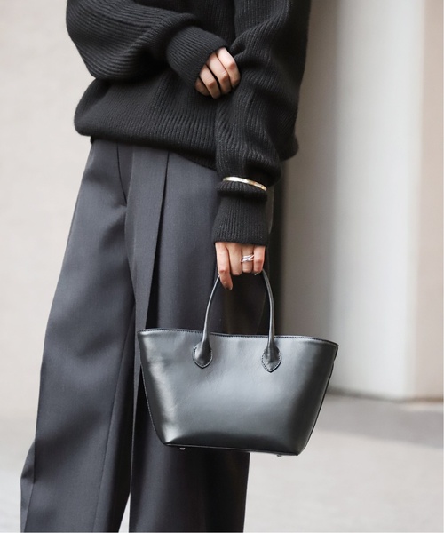 MAISON CANAU ブラックレザートートバッグ セール】【MAISON CANAU/メゾン カナウ】smooth leather トート