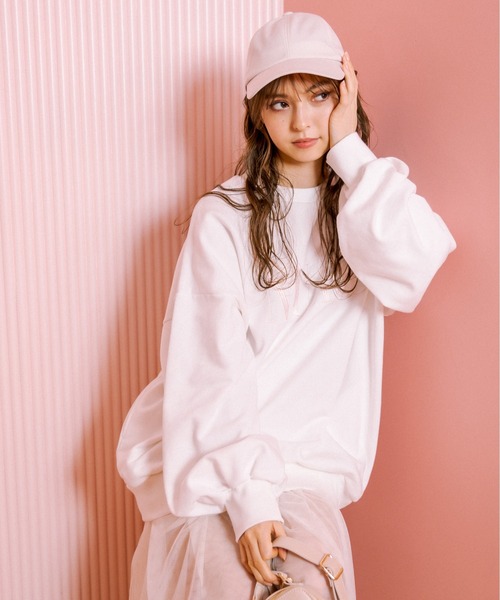 OLIVE des OLIVE(オリーブデオリーブ)の「カラフルスウェット(スウェット・レディース・ネイビー/オフホワイト/サックスブルー/ピンク/イエロー/オートミール・FREE)」の11枚目の写真