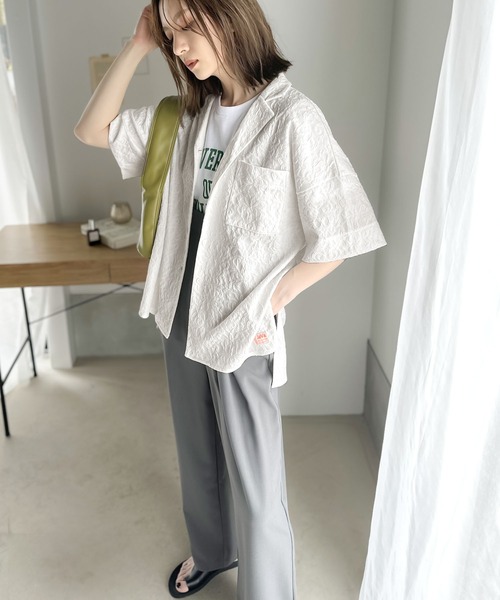 Java（ジャバ）の「《JaVa ジャバコラボ》レトロメンズライク。ジャガード柄オーバーサイズシャツ（シャツ/ブラウス・レディース・アイボリー/オフホワイト/ブラック・MEDIUM/LARGE/X-LARGE/SMALL）」の13枚目の写真