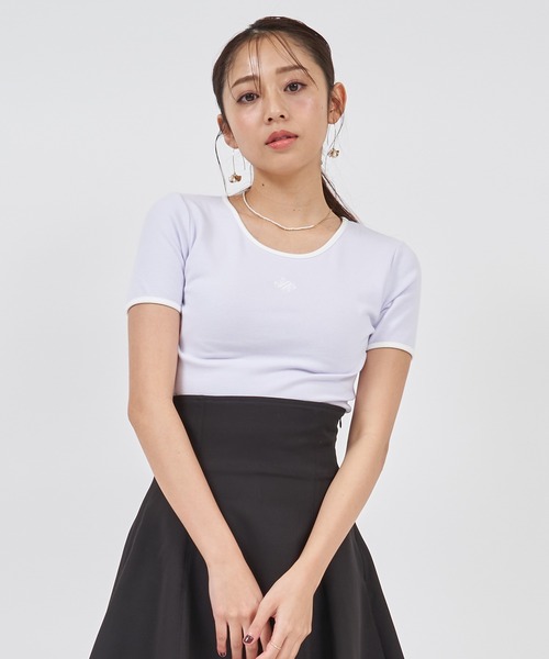 ROYAL PARTY(ロイヤルパーティー)の「ロゴ刺繍配色Tシャツ(Tシャツ/カットソー・レディース・パープル/ブラック/オフホワイト・FREE)」の11枚目の写真
